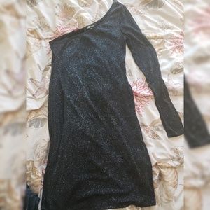 One sleeve black sparkly dress